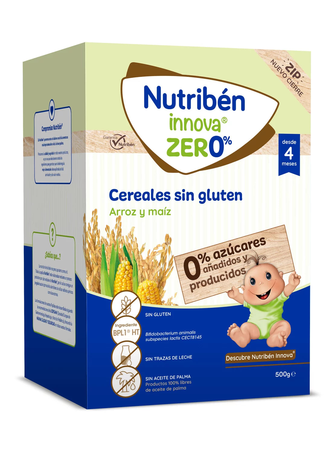 Nutribén innova® ZERO% Cereales sin gluten: para bebés a partir de 4 meses. Sin azúcares añadidos ni producidos*