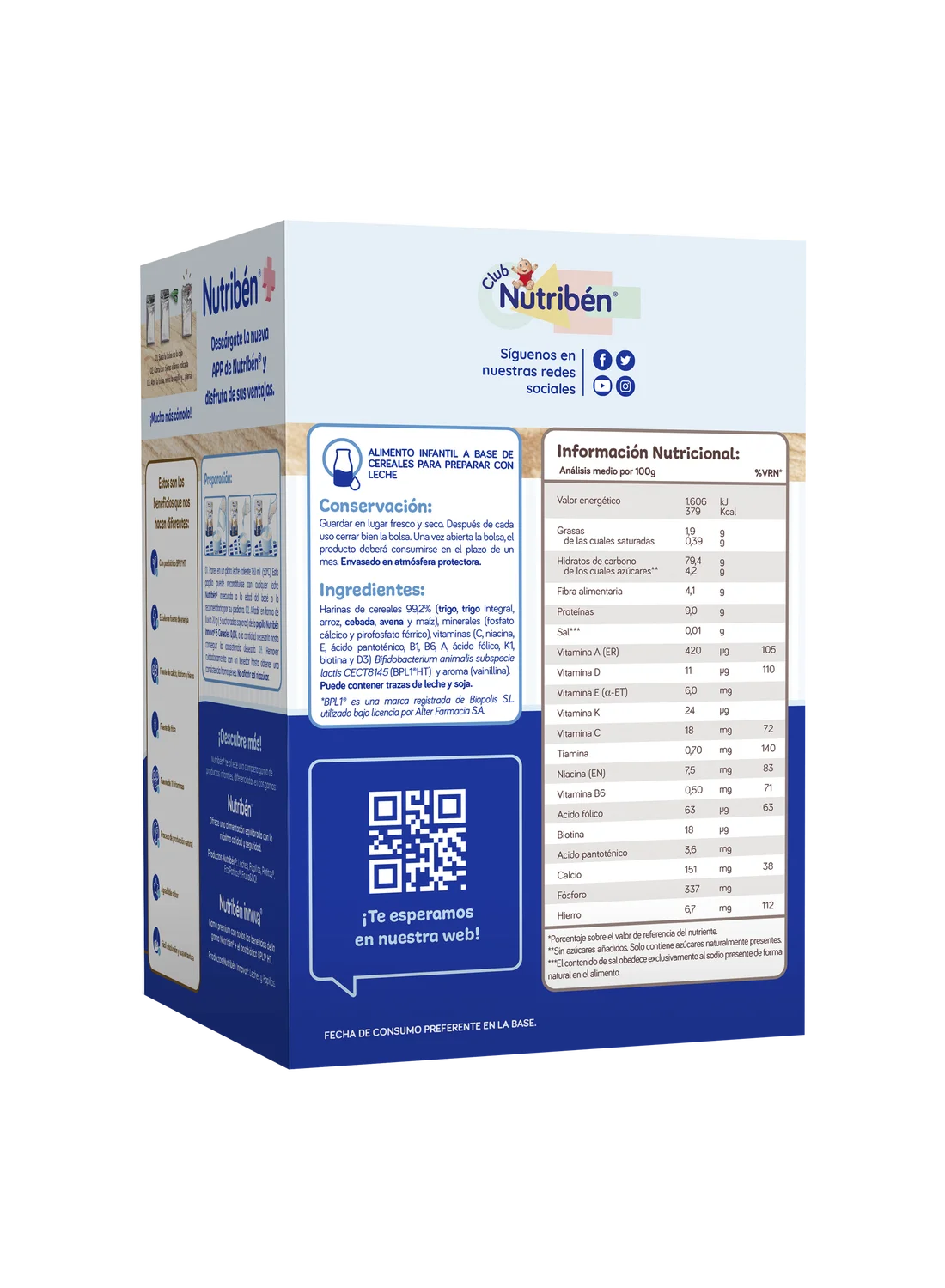 Nutribén innova® ZERO% 5 Cereales. Sin azúcares añadidos ni producidos* para bebés desde 6 meses (1)