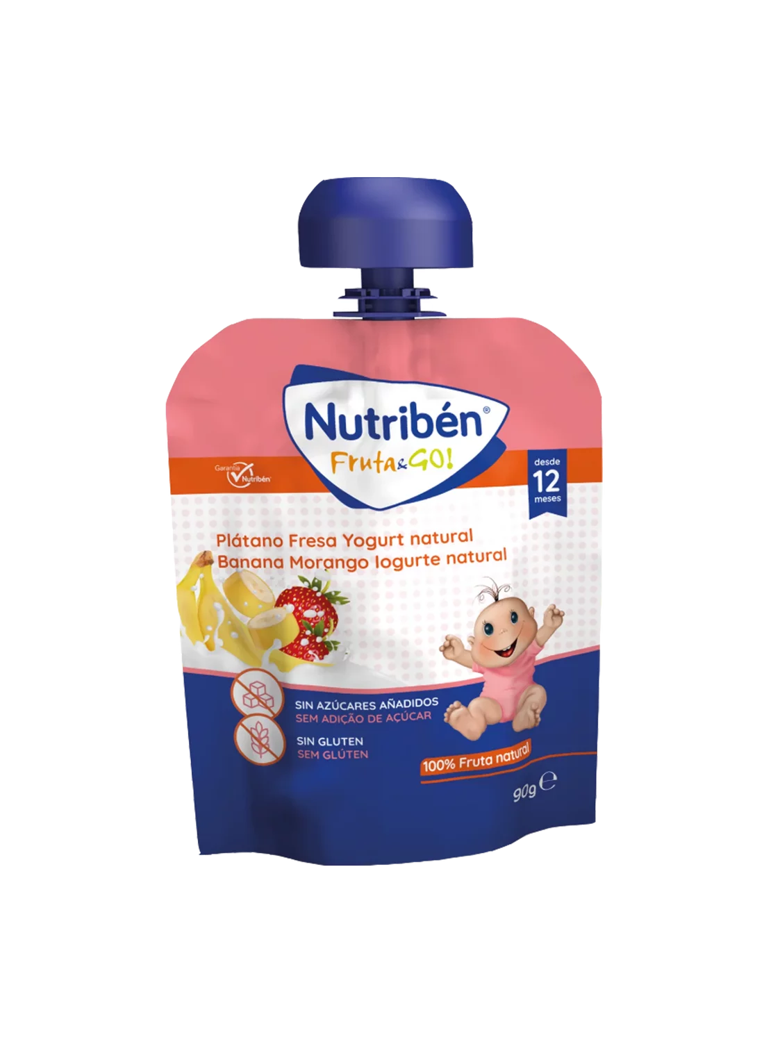 Bolsita de Fruta & GO! Plátano, fresa y yogurt natural