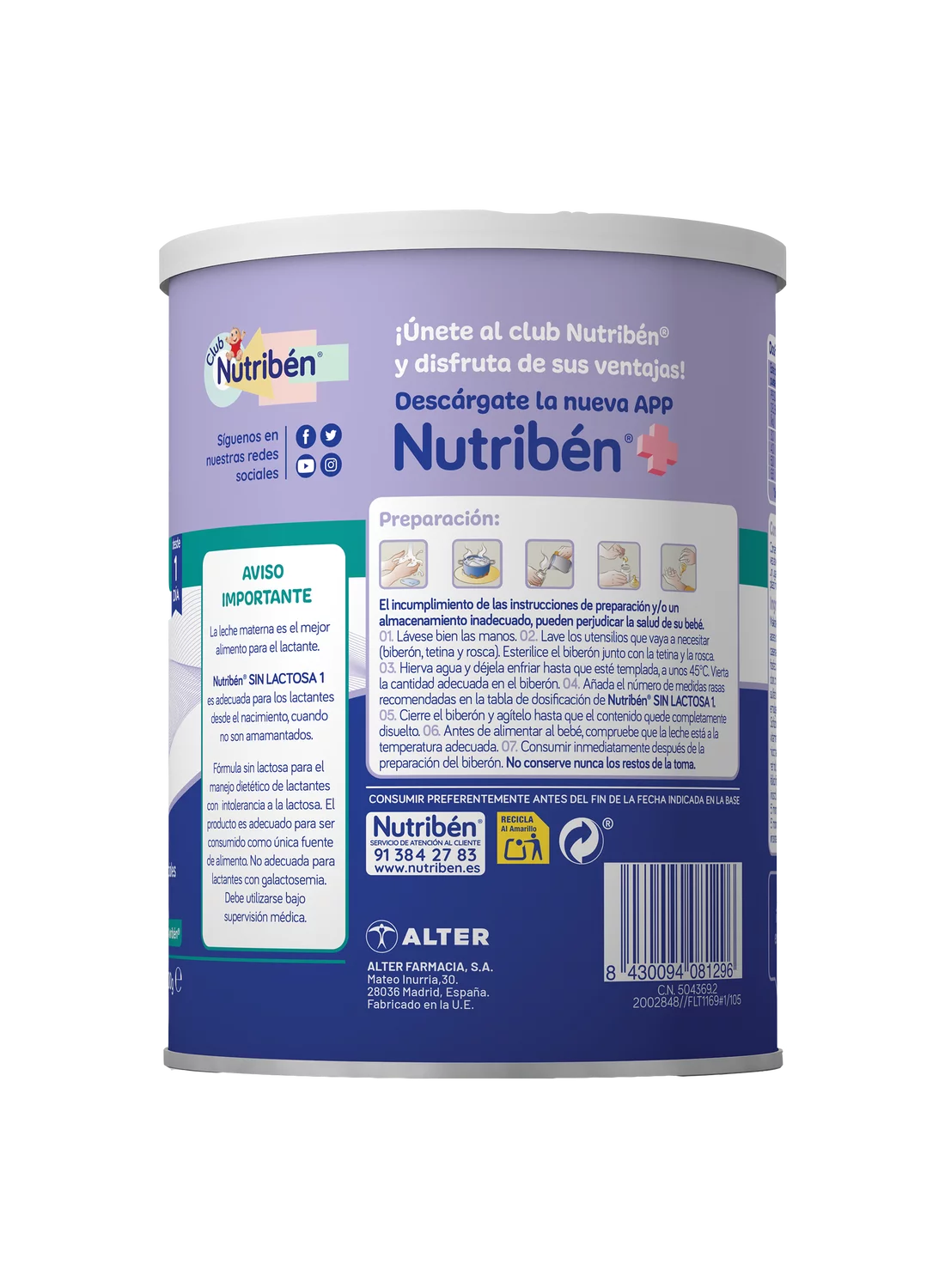 Nutribén® Sin Lactosa: para bebés desde su nacimiento con intolerancia a la lactosa (2)