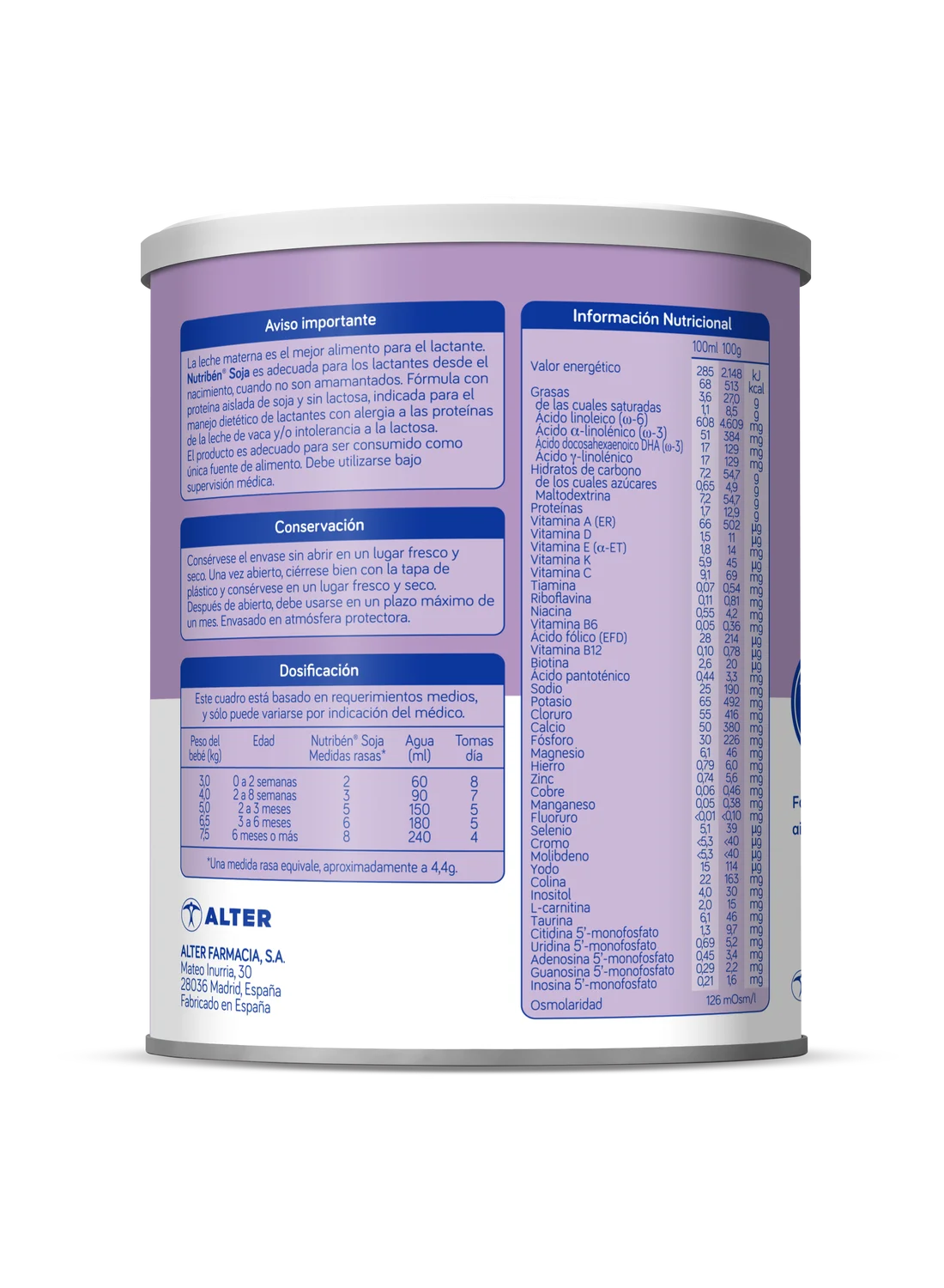 Nutribén® Soja: Leche de fórmula sin lactosa desde el nacimiento (1)