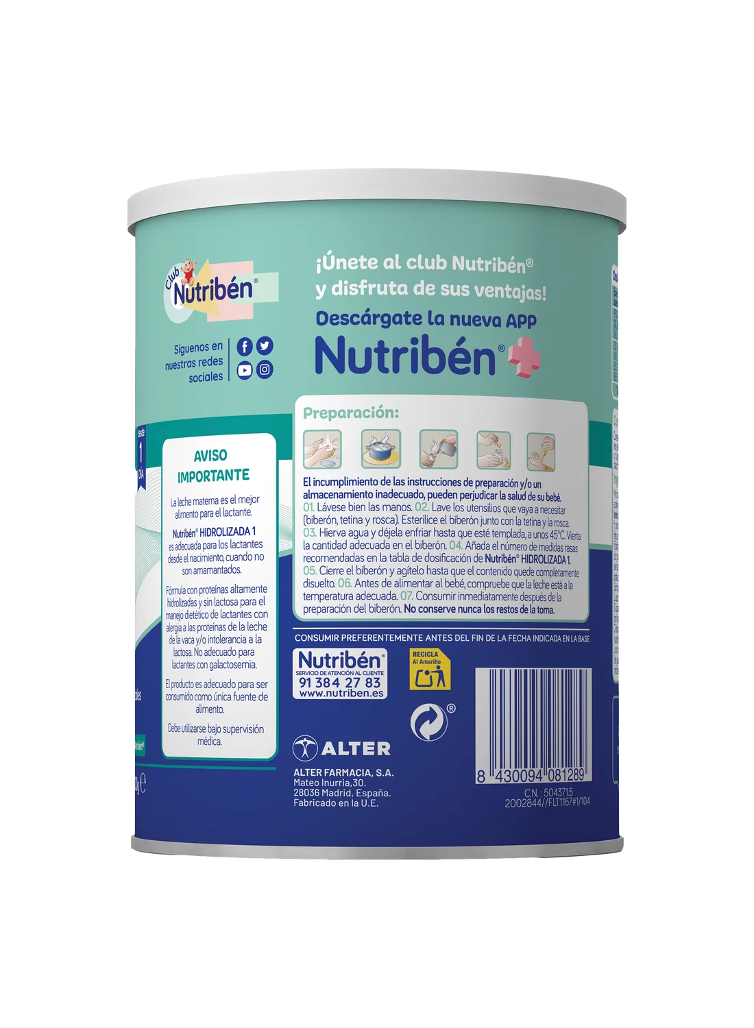 Nutribén® Leche Hidrolizada 1: para bebés desde el primer día (1)