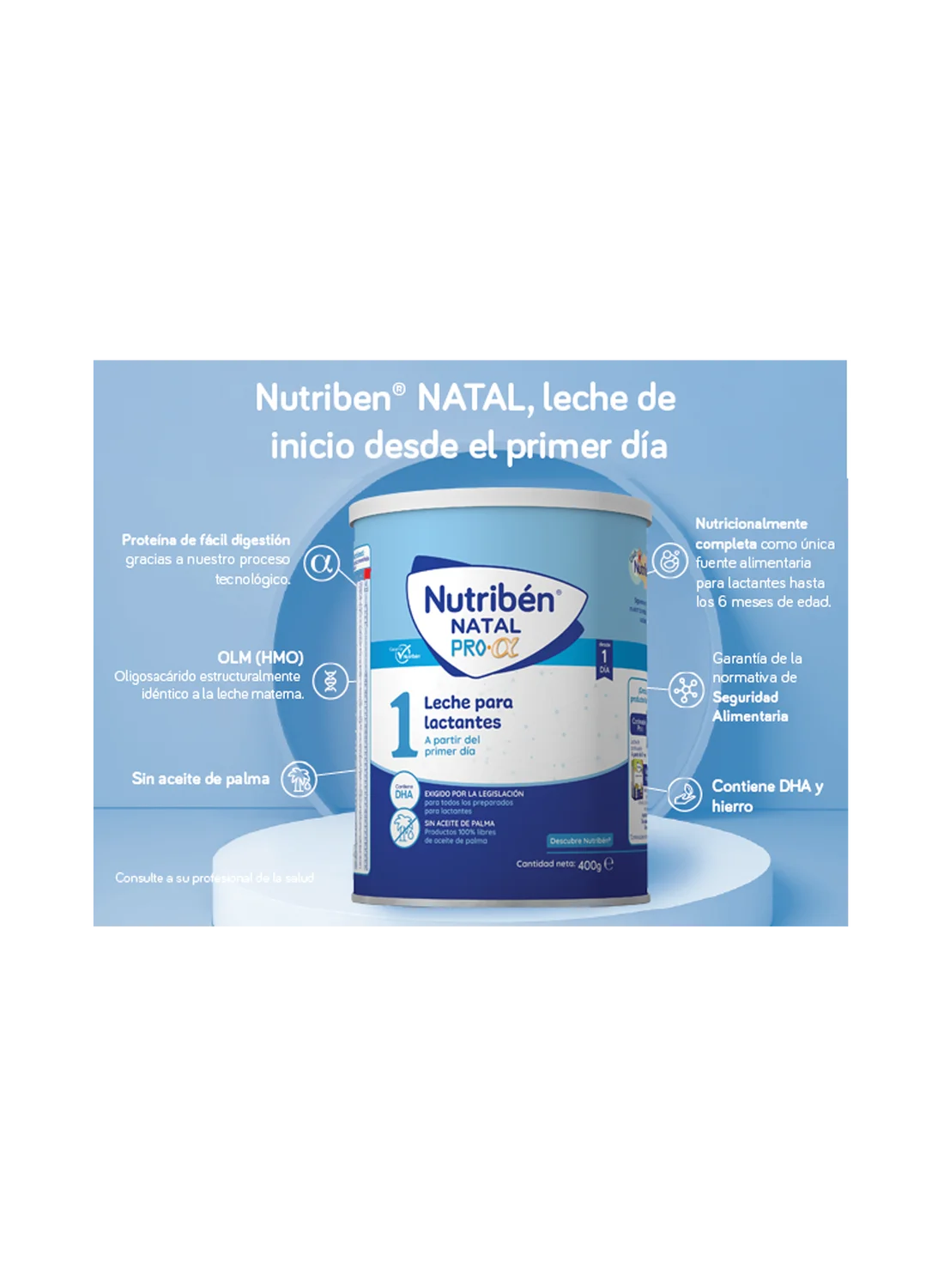 Nutribén® Natal Pro-α: Leche de fórmula para recién nacido 400 gr (1)