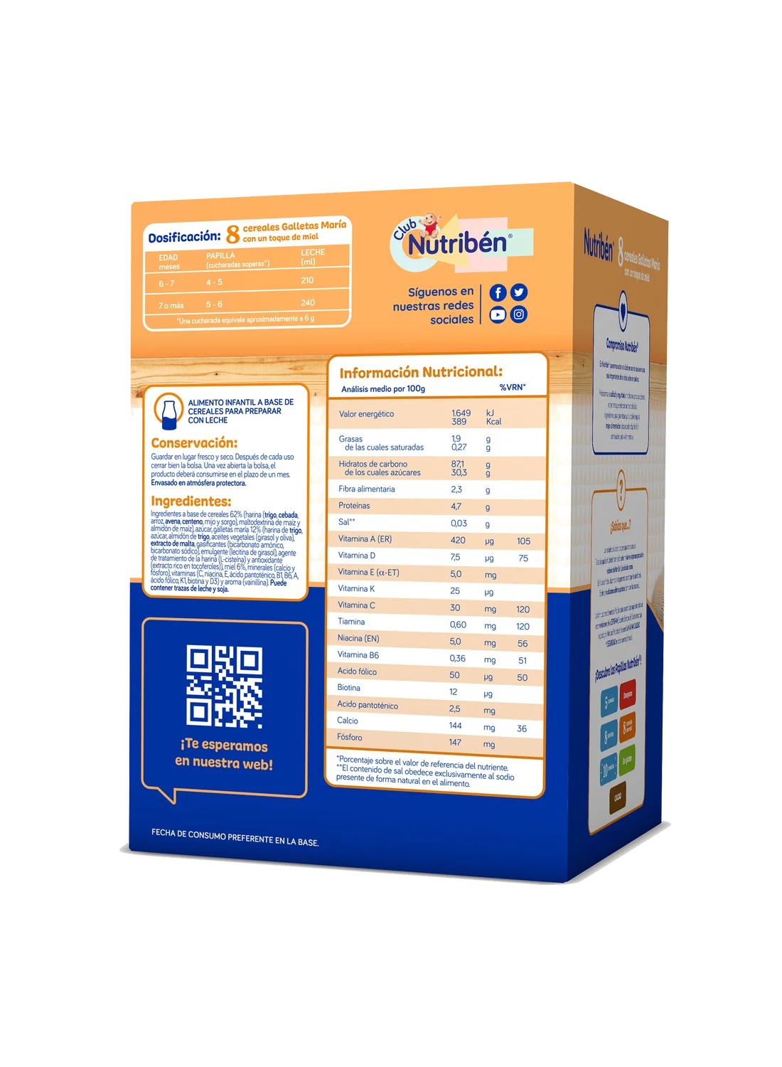 Nutribén® 8 Cereales Galletas María y un toque de miel: nutritiva y deliciosa para bebés a partir de 6 meses (1)