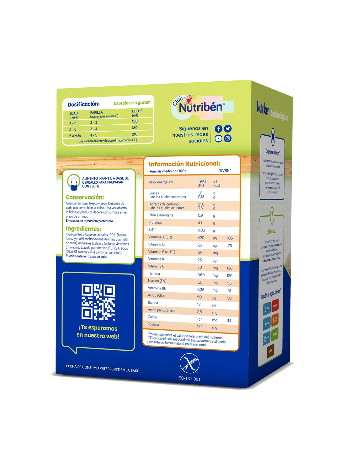 Nutribén® Cereales sin gluten: para bebés a partir de 4 meses. Sin azúcares añadidos (1)