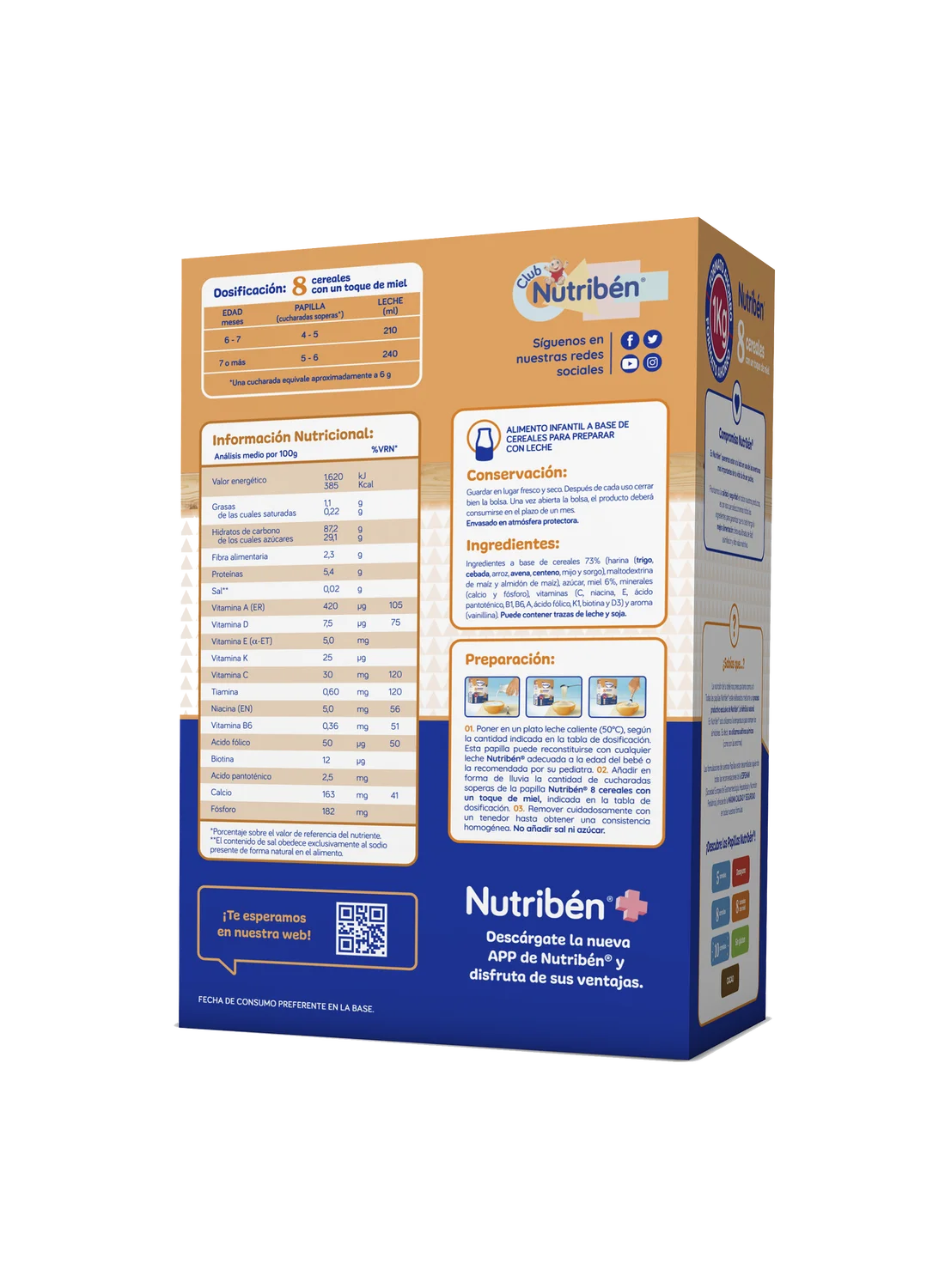Nutribén® 8 Cereales con un toque de miel: formato ahorro para bebés desde los 6 meses (1)