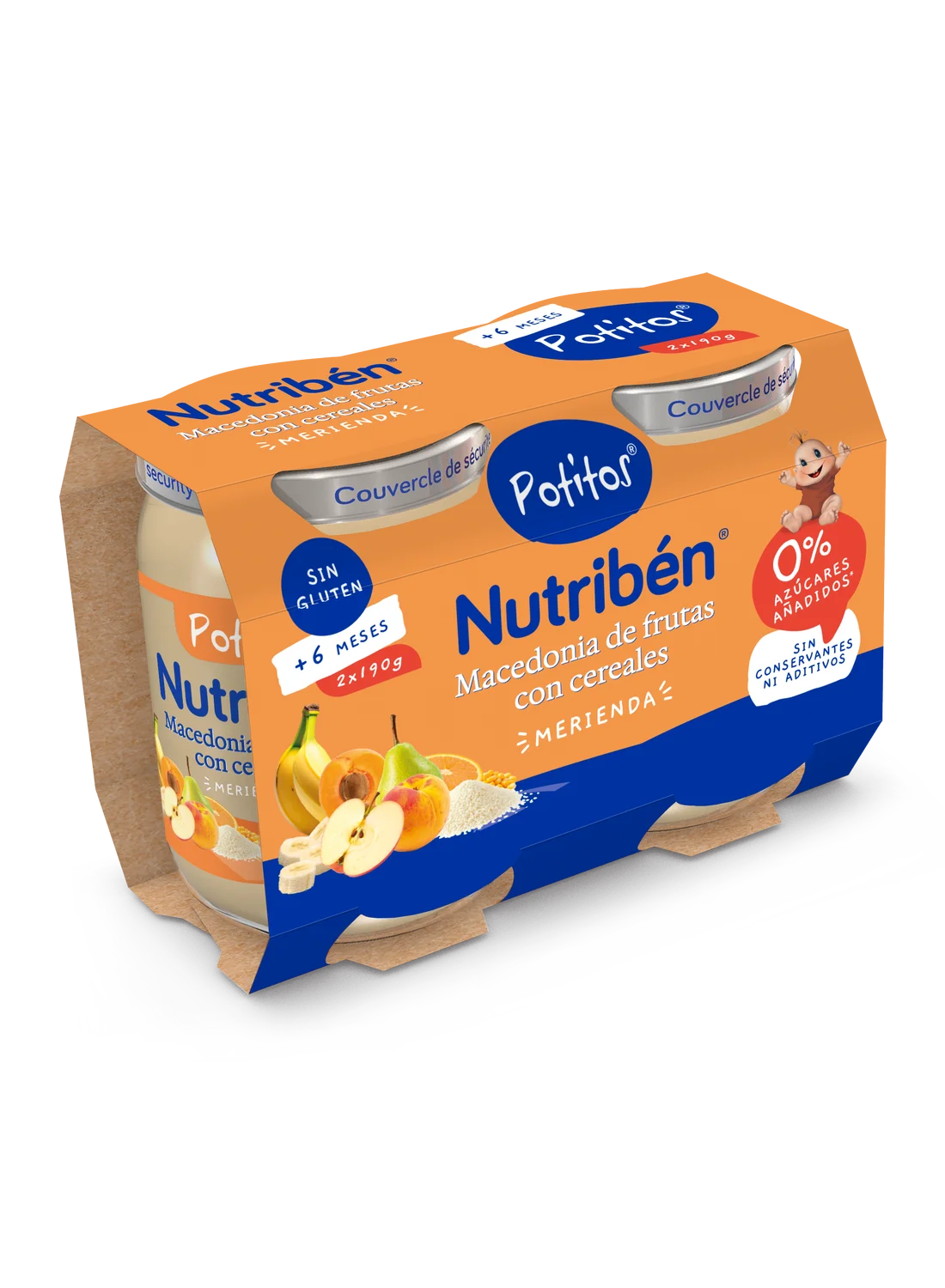Potito Macedonia de frutas con cereales 190gr x 2