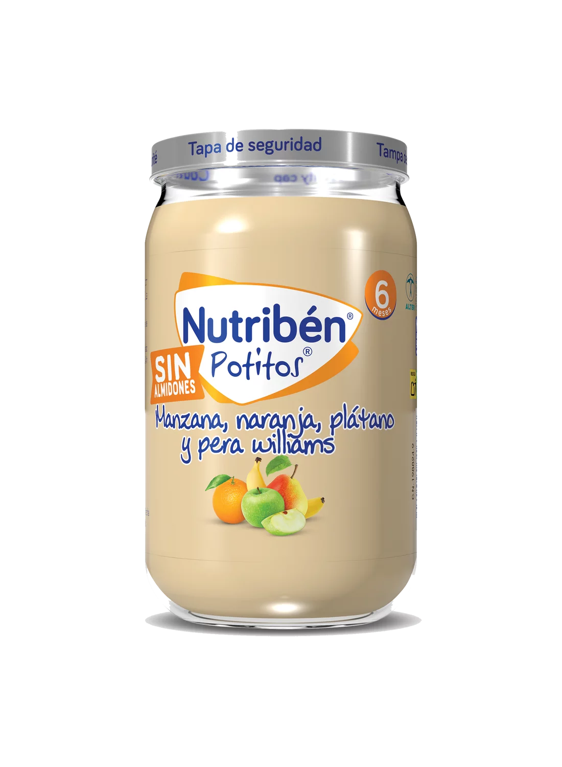 Potito de fruta: Manzana, naranja, plátano y pera Williams 235gr