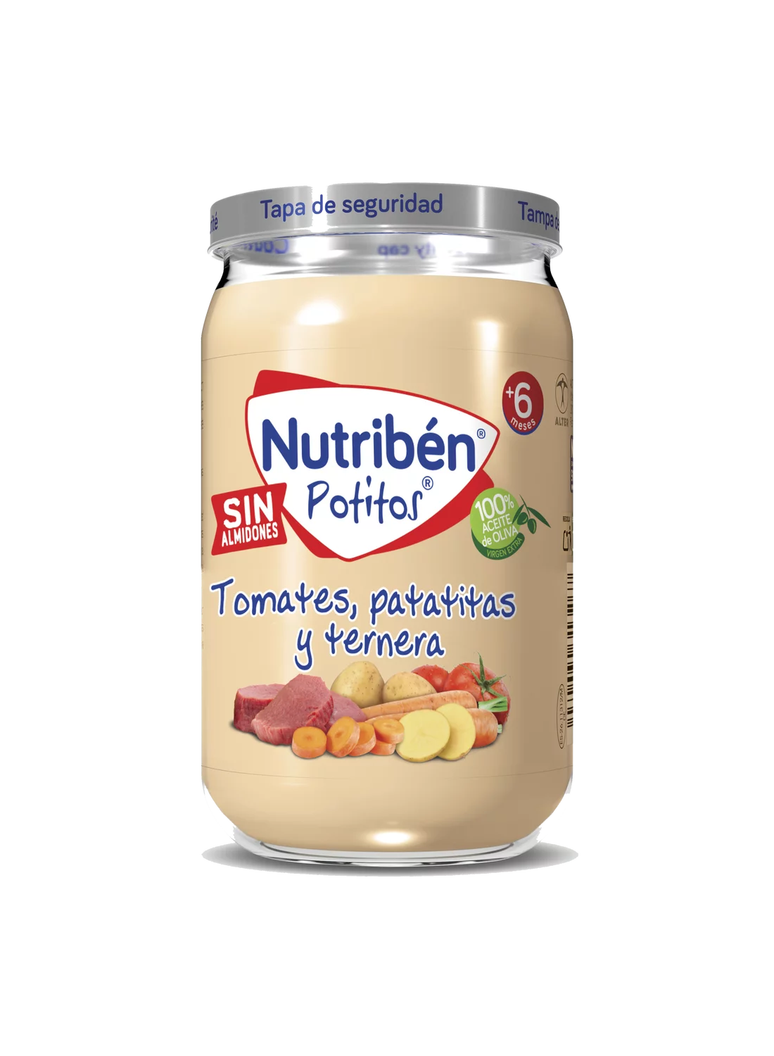 Potito de carne de ternera: Tomates, patatitas y ternera 235gr
