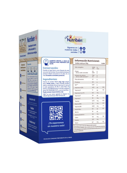 Nutribén innova® ZERO% 5 Cereales. Sin azúcares añadidos ni producidos* para bebés desde 6 meses (1)