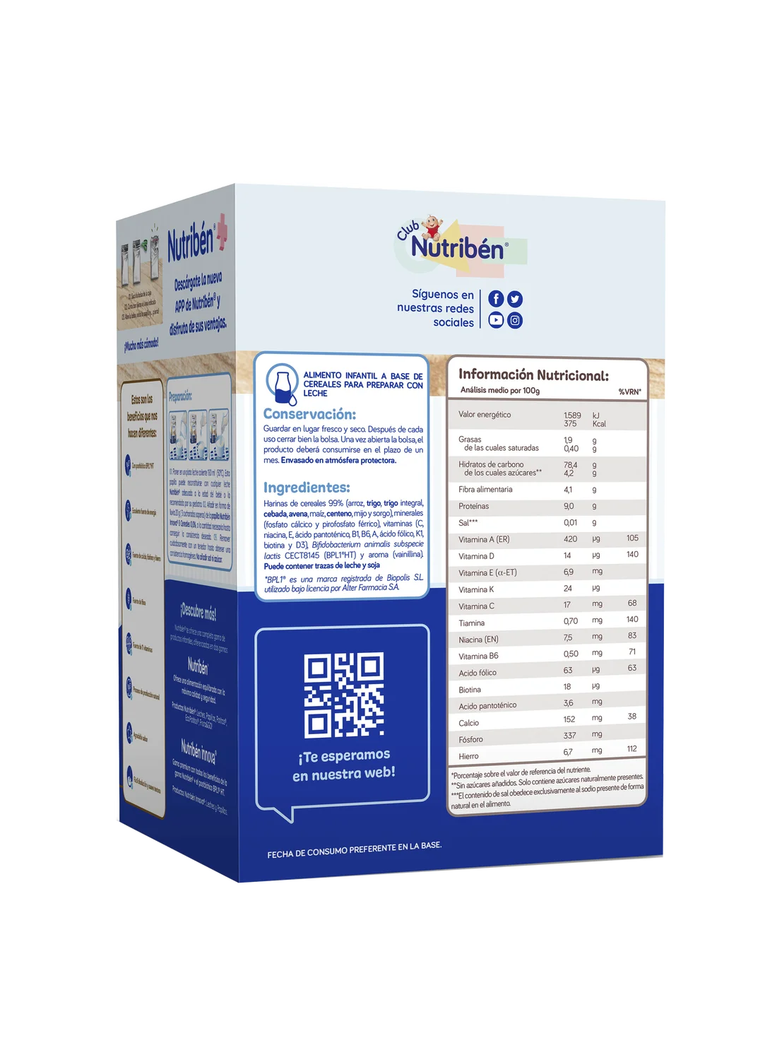 Nutribén innova® ZERO% 8 cereales para bebés a partir de 6 meses. Sin azúcares añadidos ni producidos*. (1)