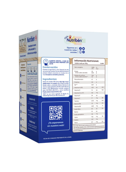 Nutribén innova® ZERO% 8 cereales para bebés a partir de 6 meses. Sin azúcares añadidos ni producidos*. (1)