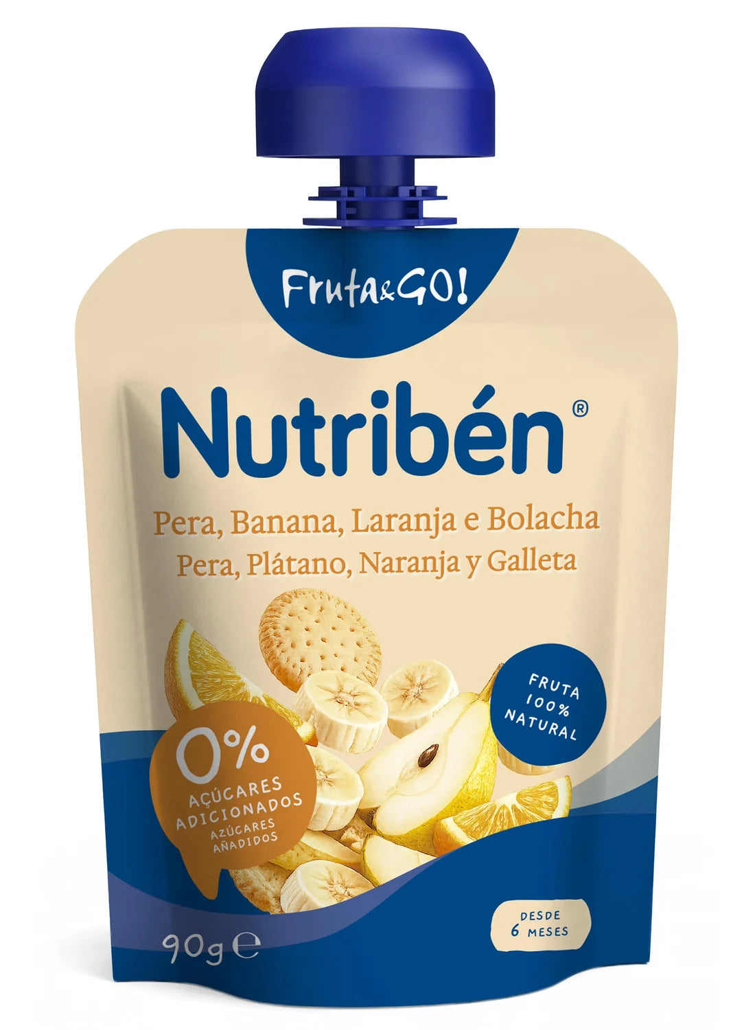 Bolsita de Fruta & GO! Pera, plátano, naranja y galleta