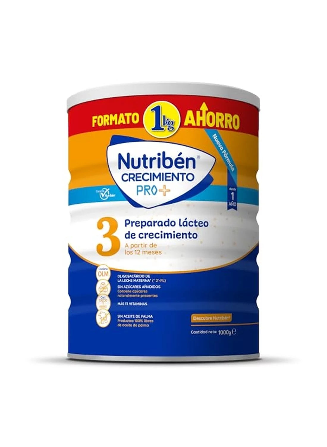 Formato ahorro  1Kg. Nutribén® Crecimiento Pro+: Leche de fórmula de crecimiento para bebés de más de 12 meses