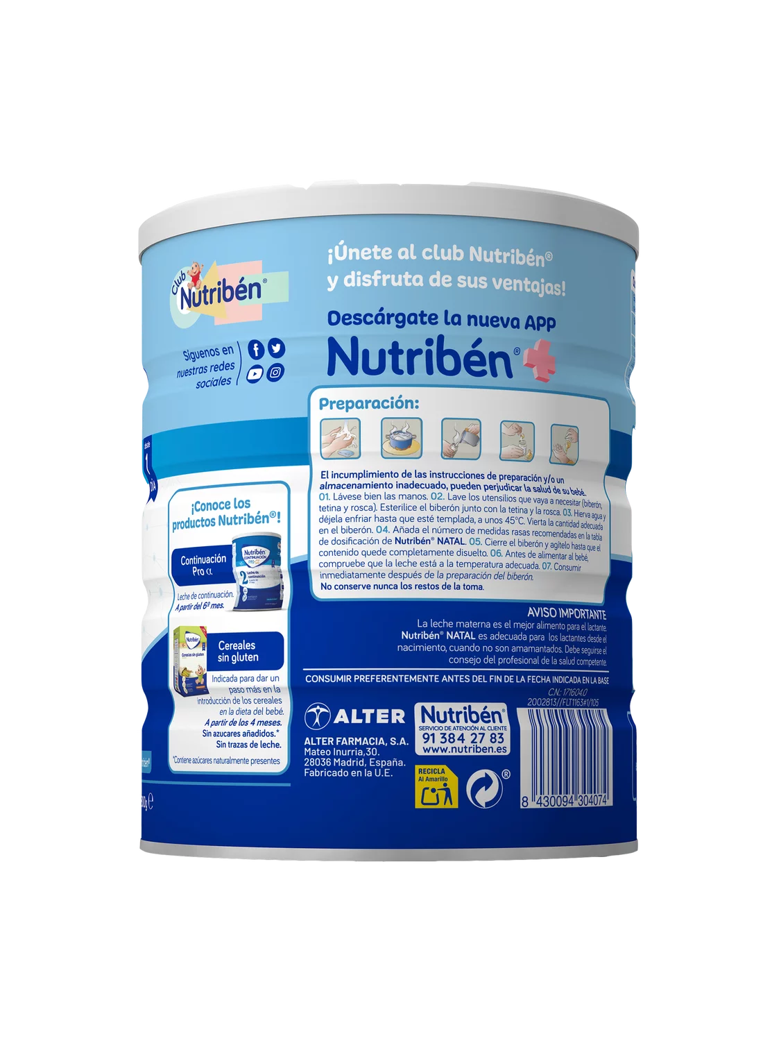 Nutribén® Natal Pro-α:  Leche de fórmula para recién nacido 800 gr (2)