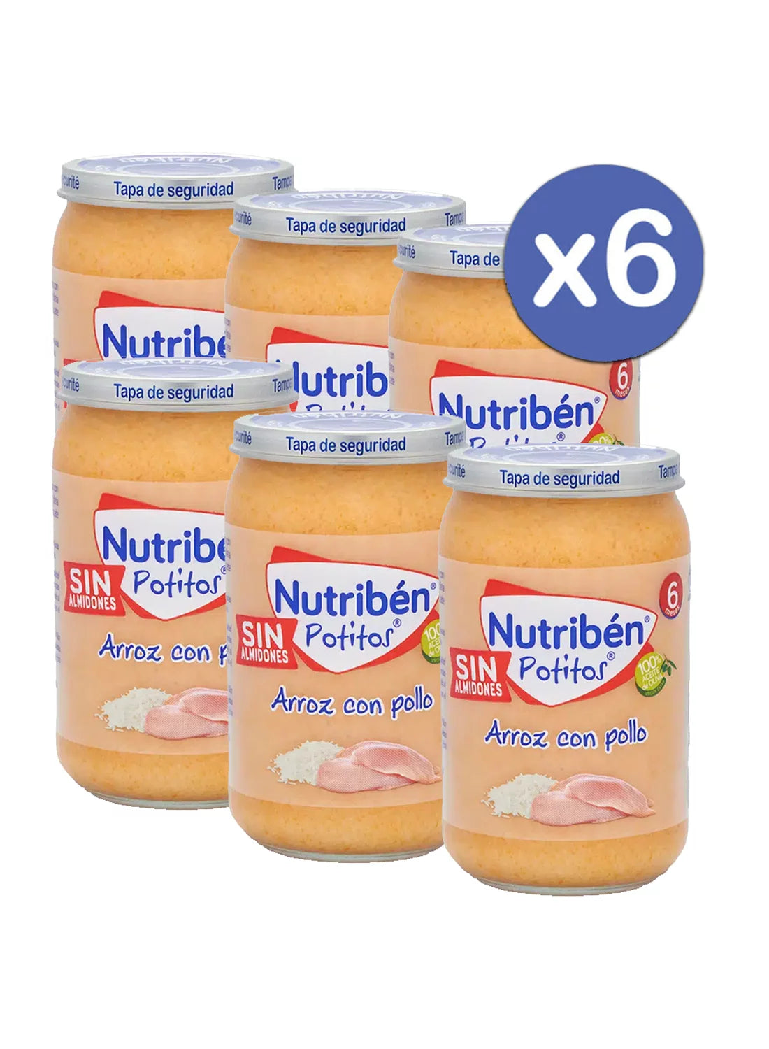 Pack ahorro de 6 Potitos de arroz con pollo