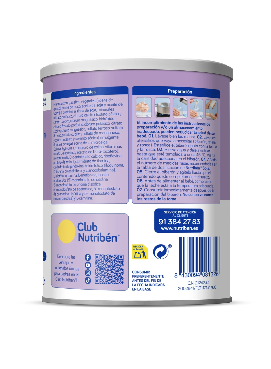Nutribén® Soja: Leche de fórmula sin lactosa desde el nacimiento (2)