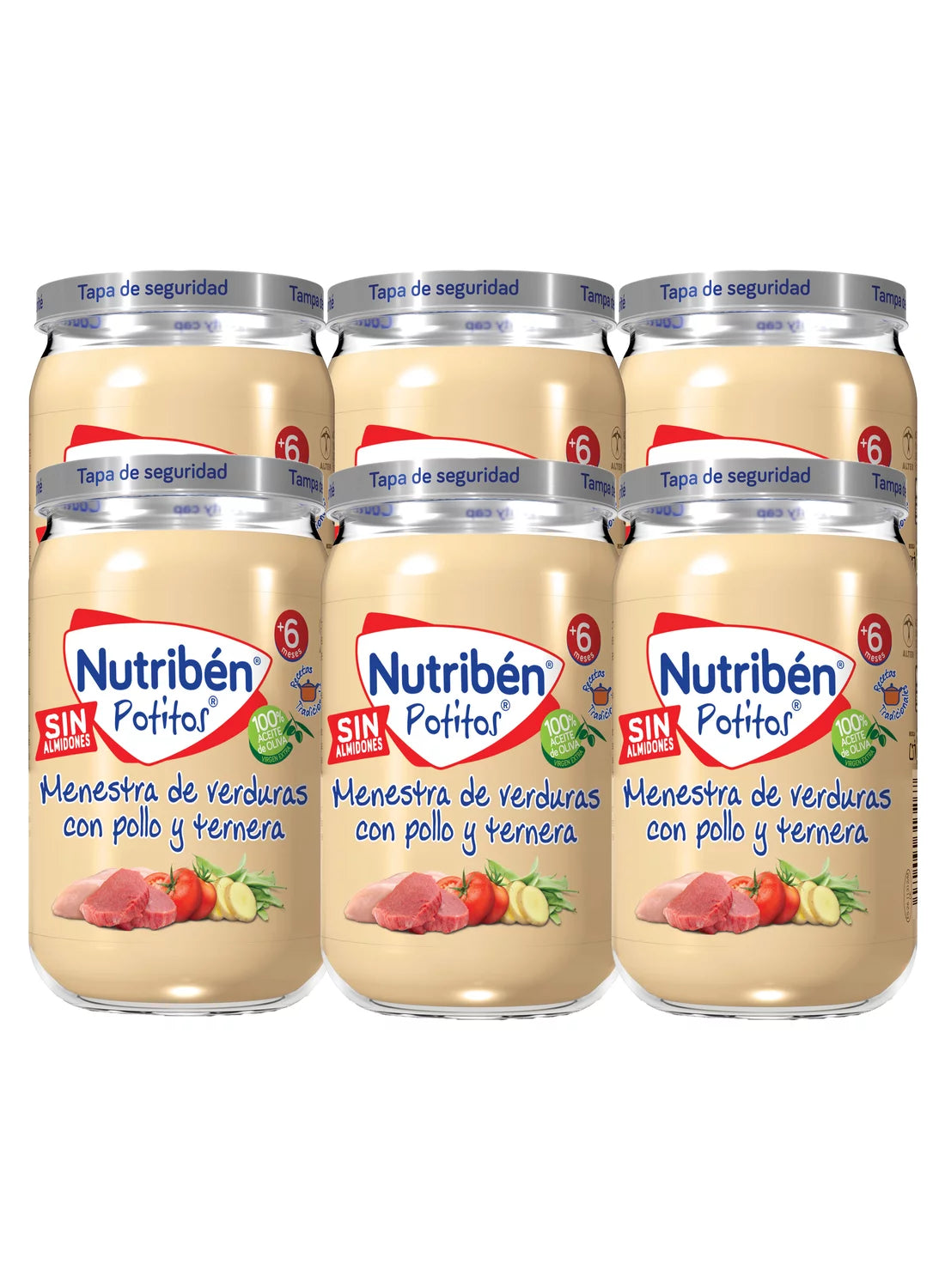 Pack ahorro 6 Potitos de menestra de verduras con pollo y ternera