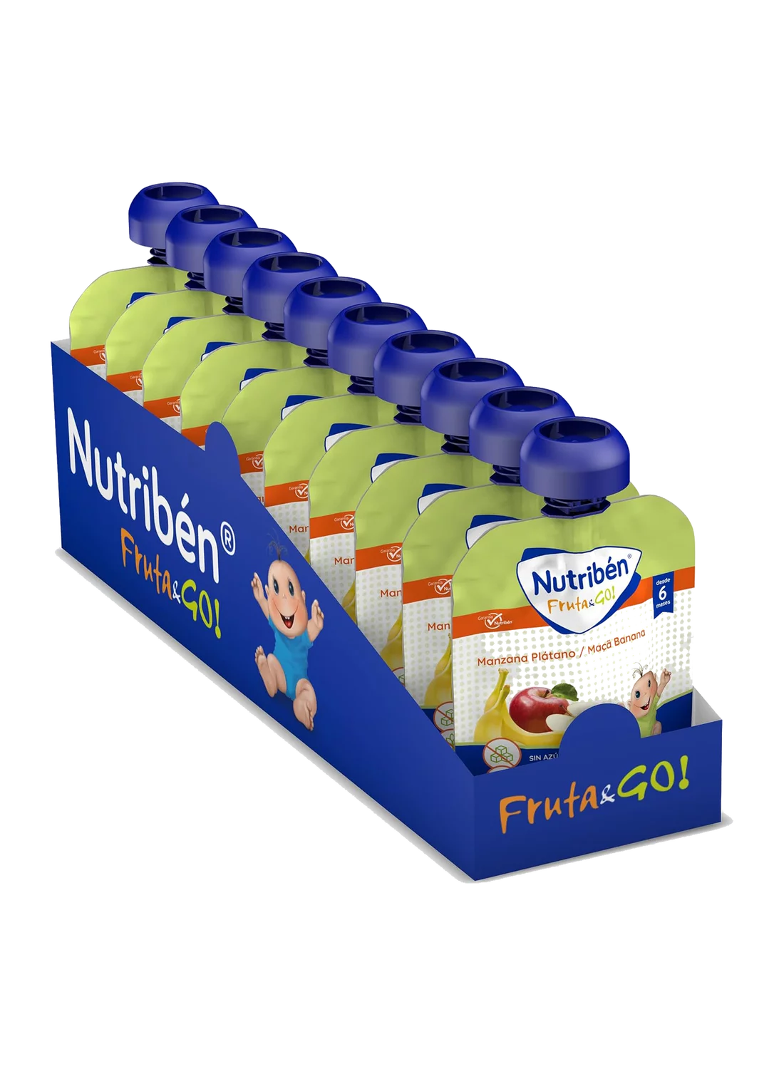 Pack ahorro de 10 bolsitas de Fruta&GO! Manzana y plátano