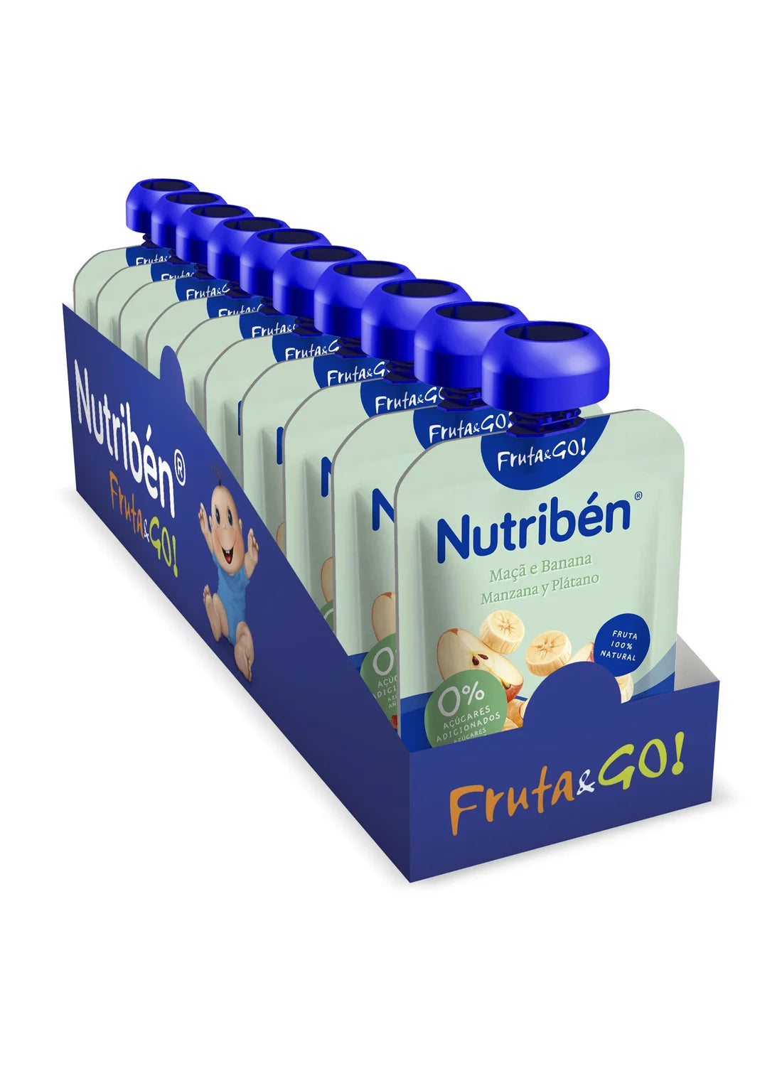 Pack ahorro de 10 bolsitas de Fruta&GO! Manzana y plátano