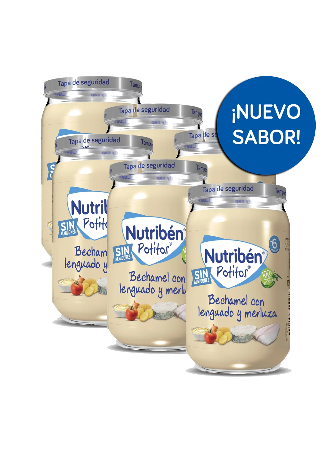 Pack ahorro de 6 Potitos de bechamel con lenguado y merluza