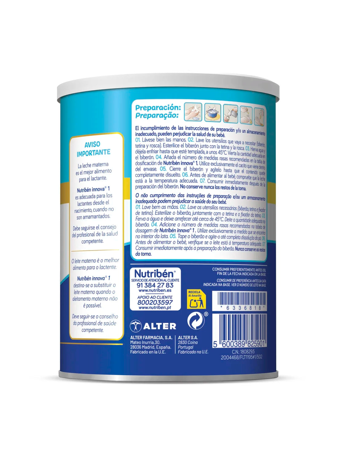 Nutribén innova® 1  : Leche de fórmula para recién nacido 400 gr (2)
