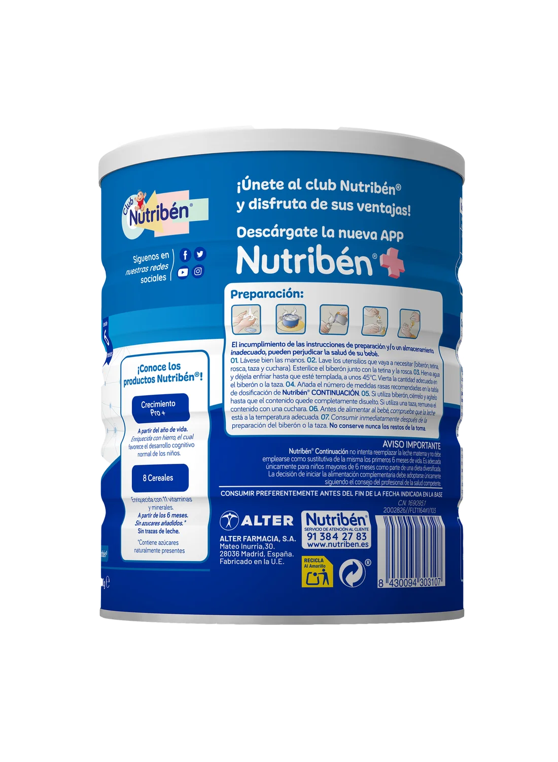 Pack ahorro Nutribén® Continuación  Pro-α  2: Leche de fórmula de continuación para bebés de 6 a 12 meses (3)