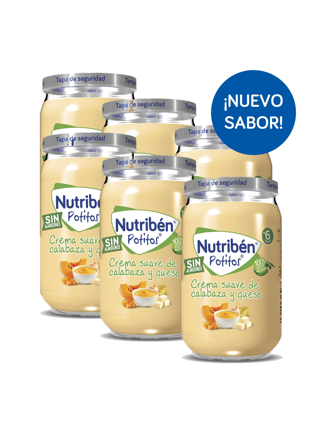 Pack ahorro de 6 Potitos crema suave de calabaza y queso
