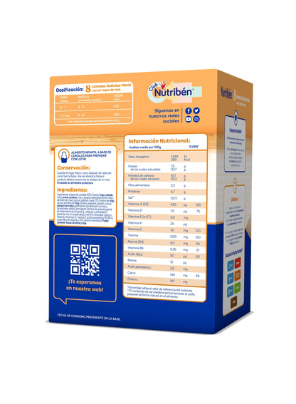 Nutribén® 8 Cereales Galletas María y un toque de miel: nutritiva y deliciosa para bebés a partir de 6 meses (1)