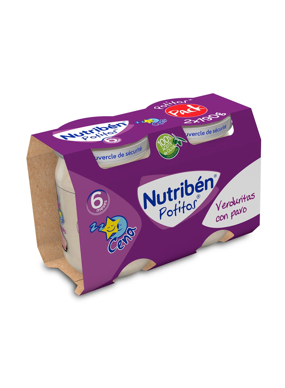 Pack ahorro de 6 Potitos para la cena: Verduritas con pavo 190gr (1)