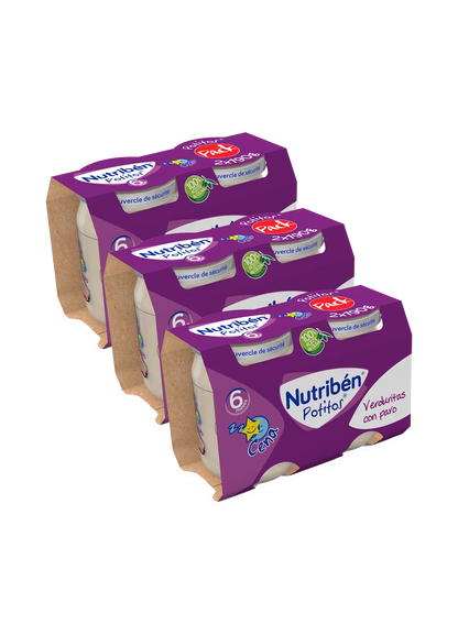 Pack ahorro de 6 Potitos para la cena: Verduritas con pavo 190gr