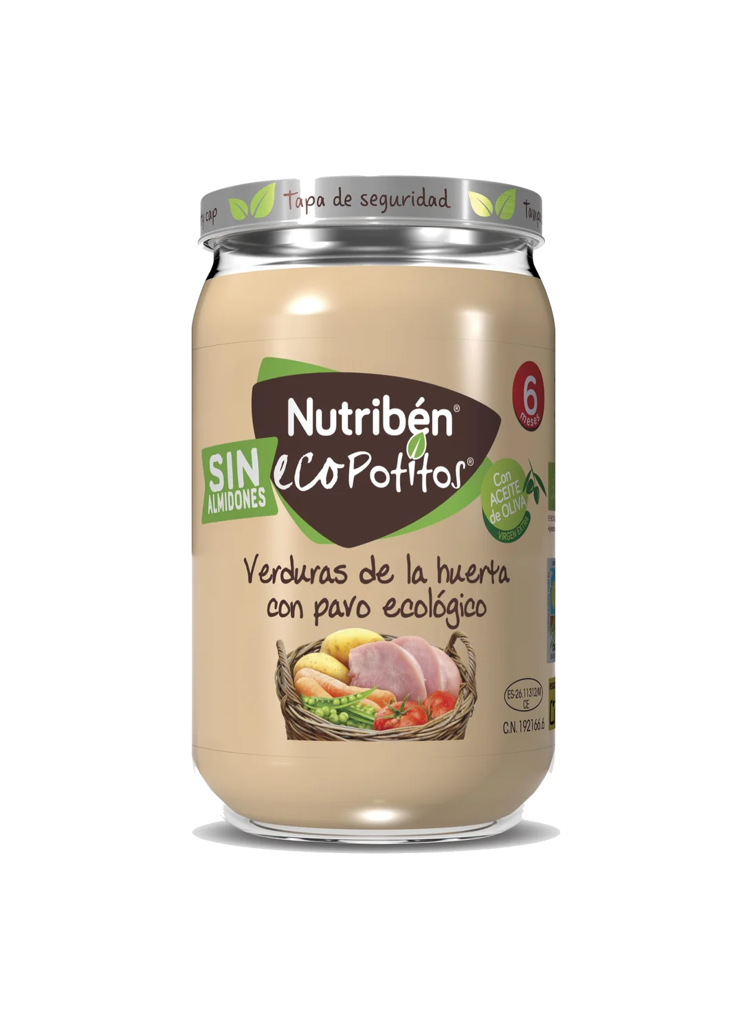 Pack ahorro de 6 EcoPotitos de carne de pavo: Verduras de la huerta con pavo ecológico 235gr (1)