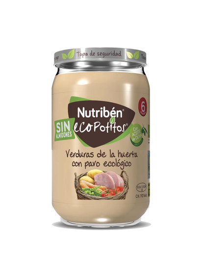 Pack ahorro de 6 EcoPotitos de carne de pavo: Verduras de la huerta con pavo ecológico 235gr (1)