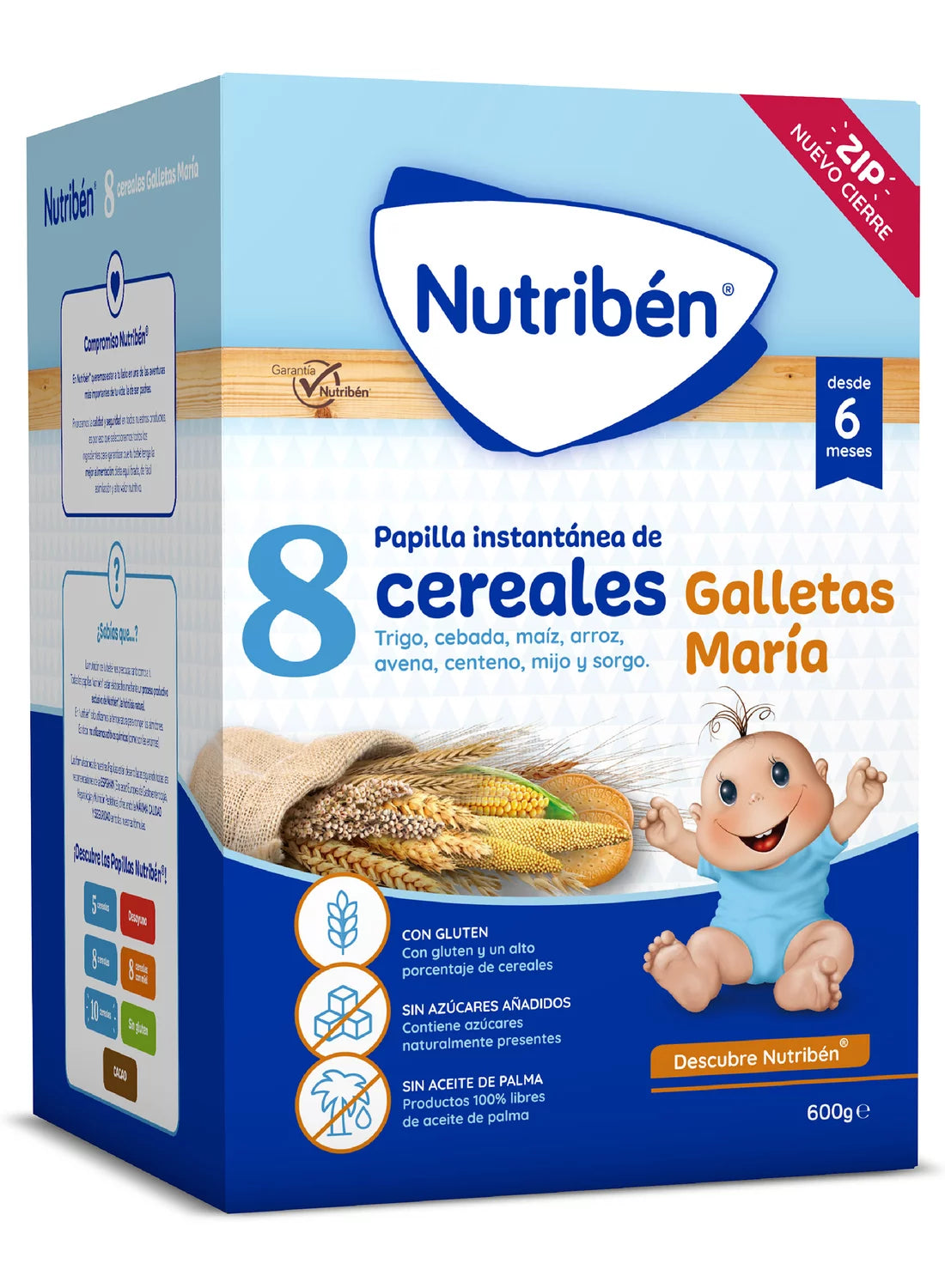 Nutribén ® 8 Cereales Galletas María: deliciosos cereales para bebés a partir de 6 meses