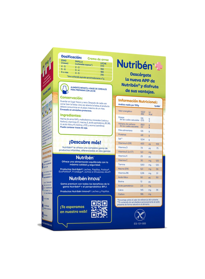 Nutribén® Crema de arroz: cereales sin gluten para tu bebé desde los 4 meses (1)