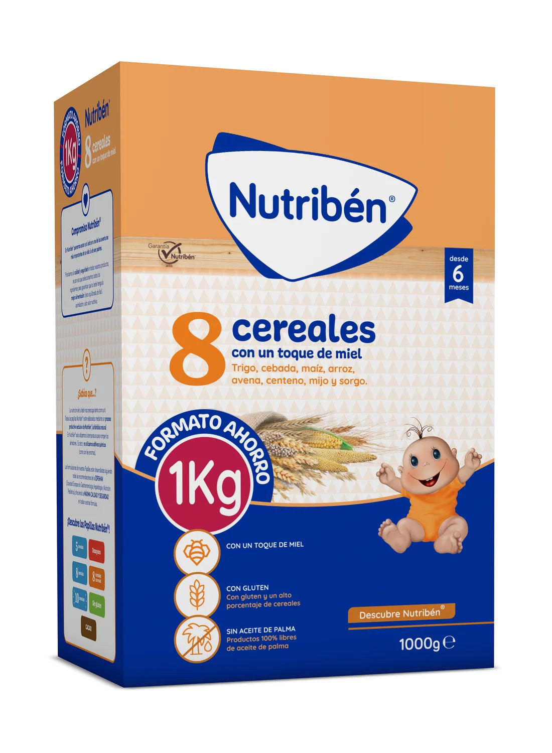 Nutribén® 8 Cereales con un toque de miel: formato ahorro para bebés desde los 6 meses