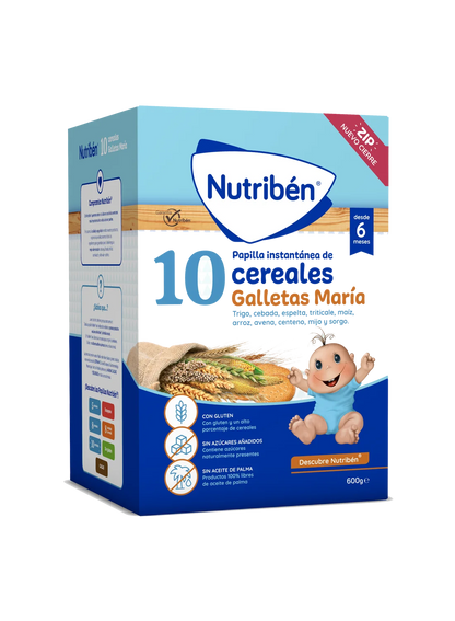 Nutribén® 10 cereales con Galletas María: para bebés a partir de 6 meses