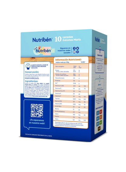 Nutribén® 10 cereales con Galletas María: para bebés a partir de 6 meses (1)