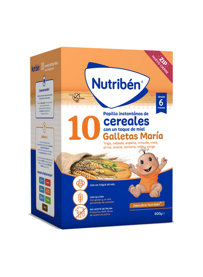 Nutribén® 10 cereales Galletas María y un toque de miel: para bebés a partir de 6 meses