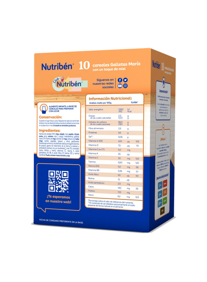 Nutribén® 10 cereales Galletas María y un toque de miel: para bebés a partir de 6 meses (1)