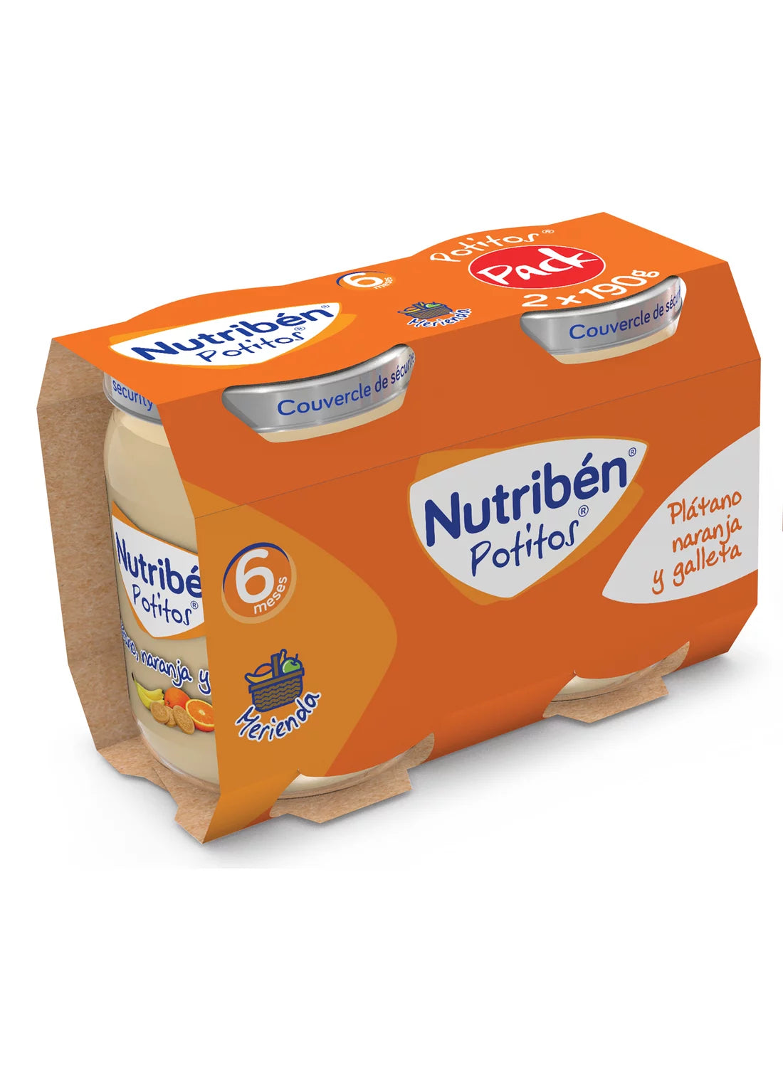Potito para merendar: Plátano, naranja y galleta 190gr x 2