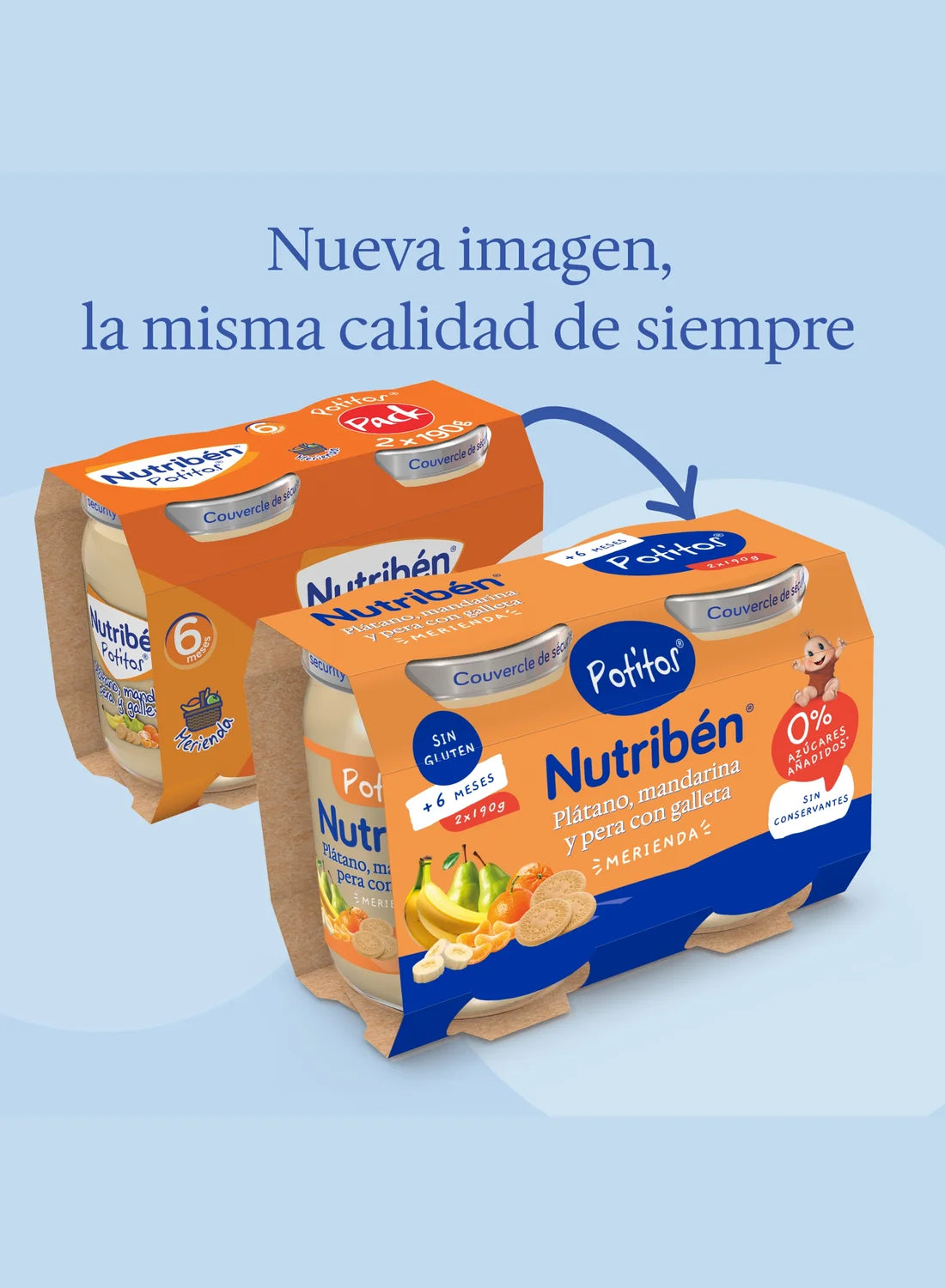 Potito para merendar: Pera, plátano, mandarina y galleta 190gr x 2 (2)