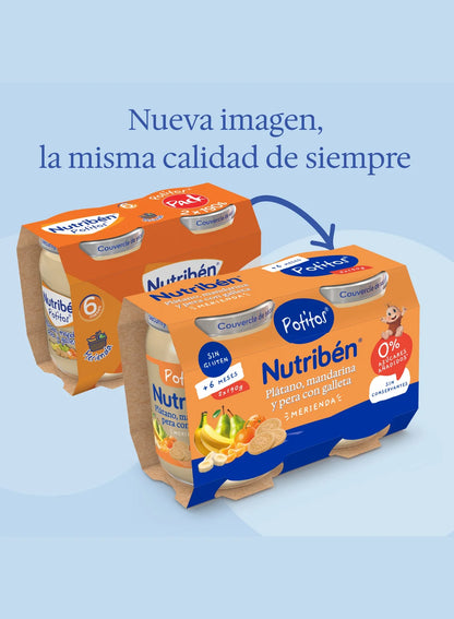 Potito para merendar: Pera, plátano, mandarina y galleta 190gr x 2 (2)