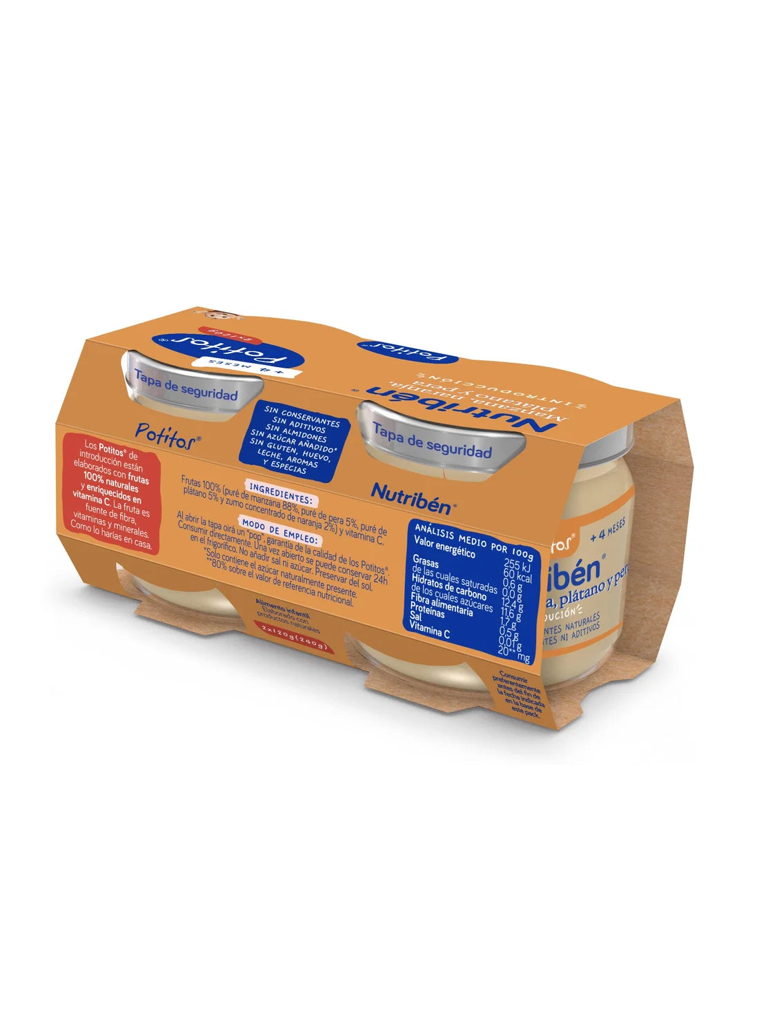 Potito de manzana, naranja, plátano y pera 2x120g (1)