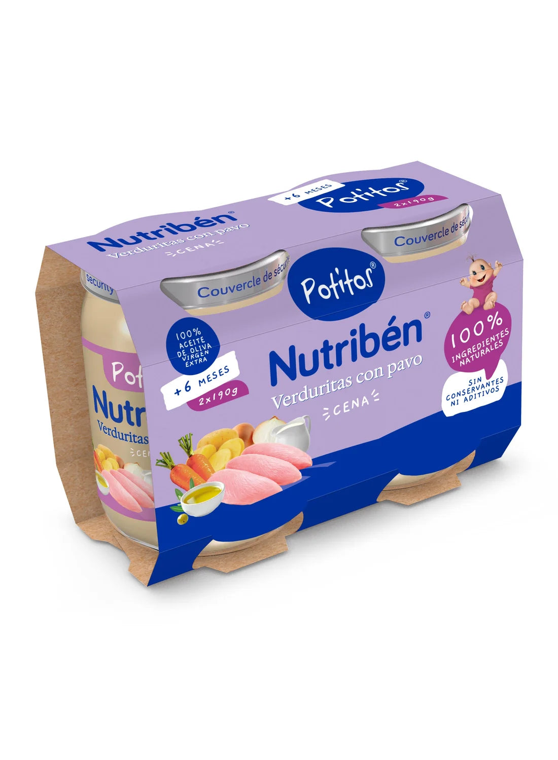 Potito para la cena: Verduritas con pavo 190gr x 2