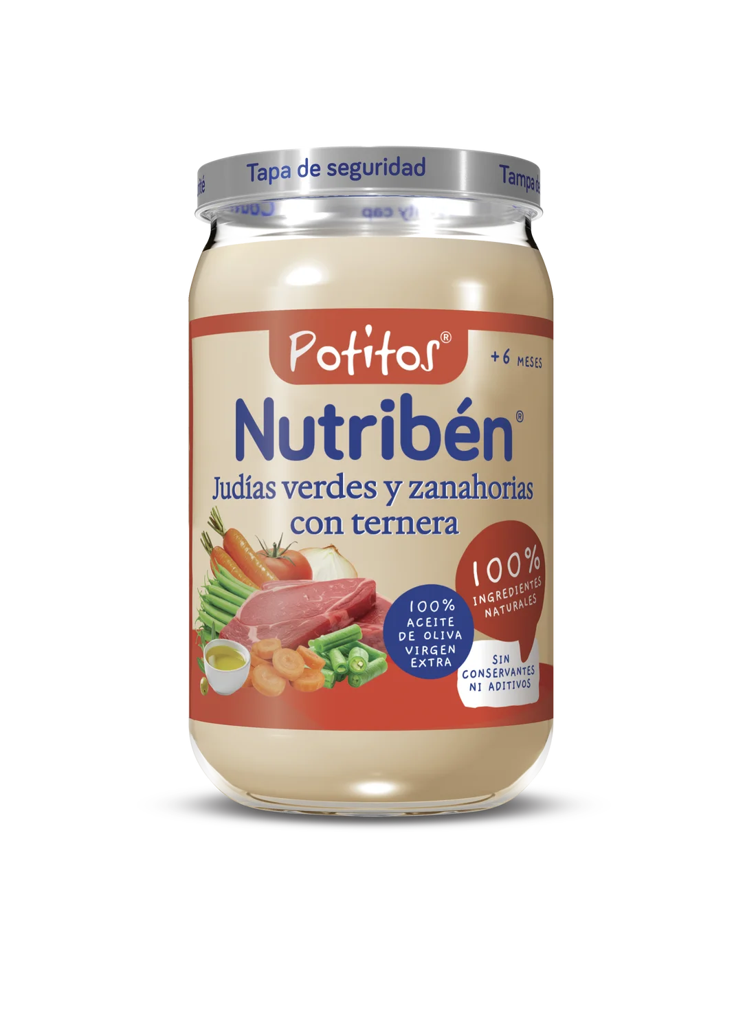 Potito de judías verdes y zanahorias con ternera