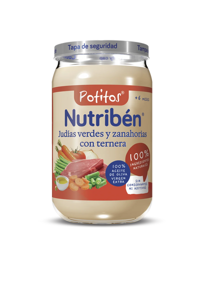 Potito de judías verdes y zanahorias con ternera