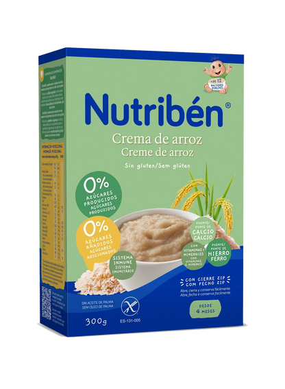 Nutribén® Crema de arroz: cereales sin gluten para tu bebé desde los 4 meses