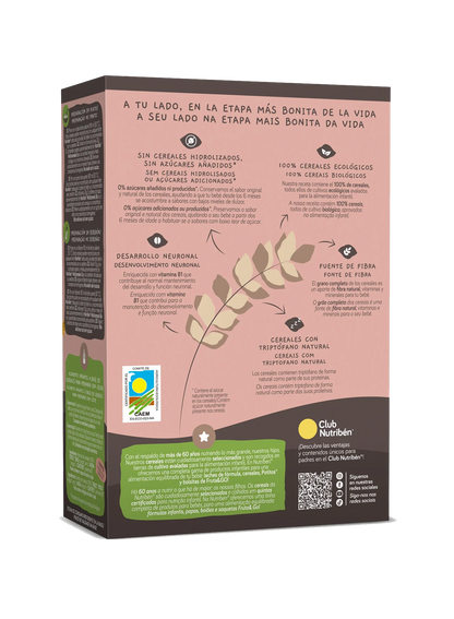 Nutribén® eco Multicereales: cereales ecológicos para bebés a partir de 6 meses Sin azúcares añadidos ni producidos*